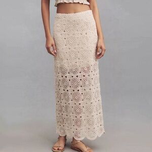 Anthropologie Crochet Column Midi Skirt